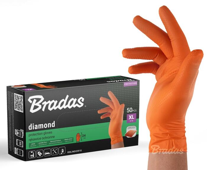 Aizsargcimdi DIAMOND, BRADAS, RWJNDOR10, nitrils, XL