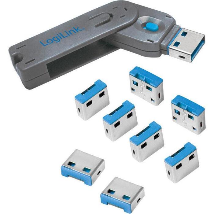 Logilink USB porta bloķētājs AU0045, zils