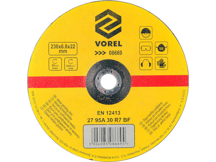 Metāla slīpēšanas disks 230mm, VOREL, 08669