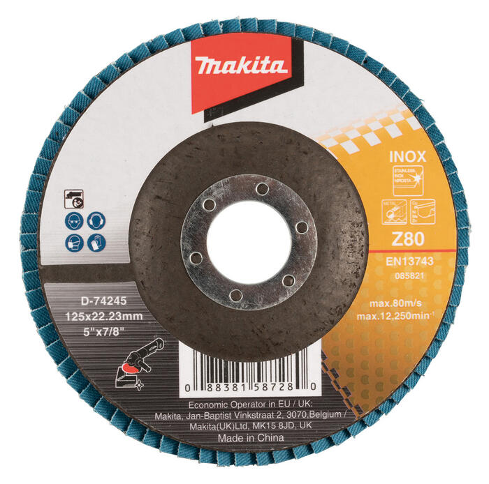 Lameļu slīpdisks 125X22.3MM Z80, Taisnais