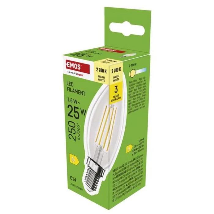 Emos LED spuldze Filament Candle ZF3D02