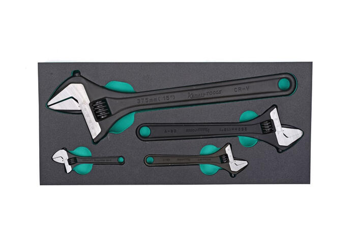 Regulējamas uzgriežņu atslēgas 4 gab., K26176, KAMASA TOOLS, 15", 10", 6", 4" izmēri (K26176)