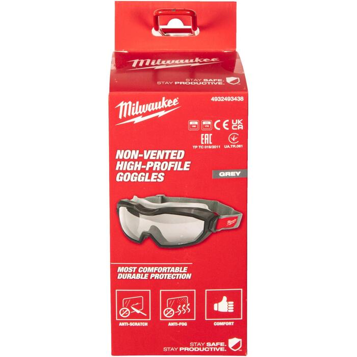 Milwaukee 4932493435 aizsargbrilles, caurspīdīgas, ventilējamas, polikarbonāts