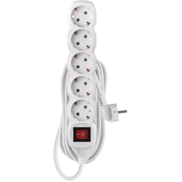 Emos Удлинитель P1525R, 5м, 5x2P+PE, 3680W, PVC, выключатель, защита от детей (P1525R)