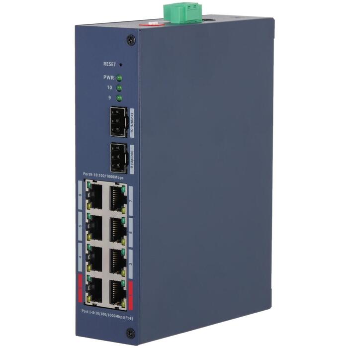 Dahua управляемый коммутатор CHS4210-8GT-110, 8xRJ-45 Gigabit, 20 Gbit/s, PoE, IP30, DIN-рейка, 48-57 V (CHS4210-8GT-110)