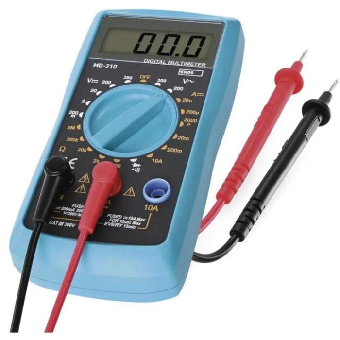 Emos Мультиметр MD-210 M0391N, 20 µA – 10 A, 200–300 V, 200 mV – 300 V, 200 Ohm – 2 MOhm, 3,5 разряда, ручной выбор диапазона (M0391N)
