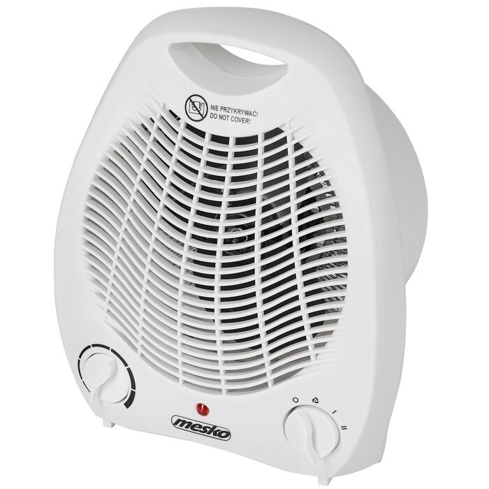 Super efektīvs un kompakts ventilatora sildītājs ar 2 jaudas režīmiem 1000/2000 W balts MS7719 Mesko (MS 7719)