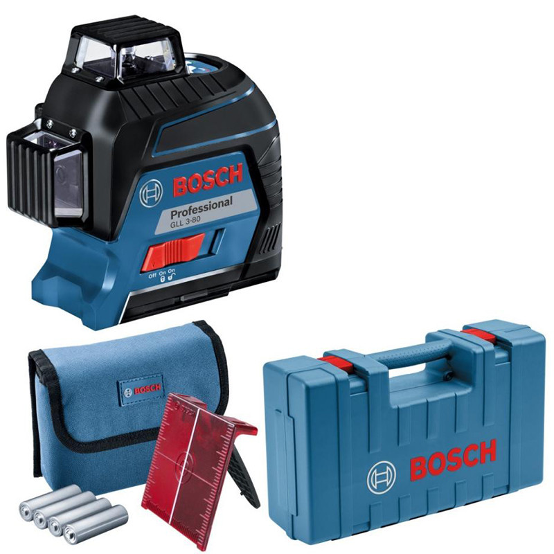 Линейный лазер GLL 3-80 (4x1,5V AA, Чемодан) 0601063S00 BOSCH (0601063S00)