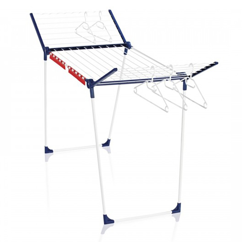 Leifheit Pegasus 200 Solid напольный складной сушитель для белья 20 м общий шнур для сушки два держателя для мелких предметов волнообразные стержни бело-синий (1081520)