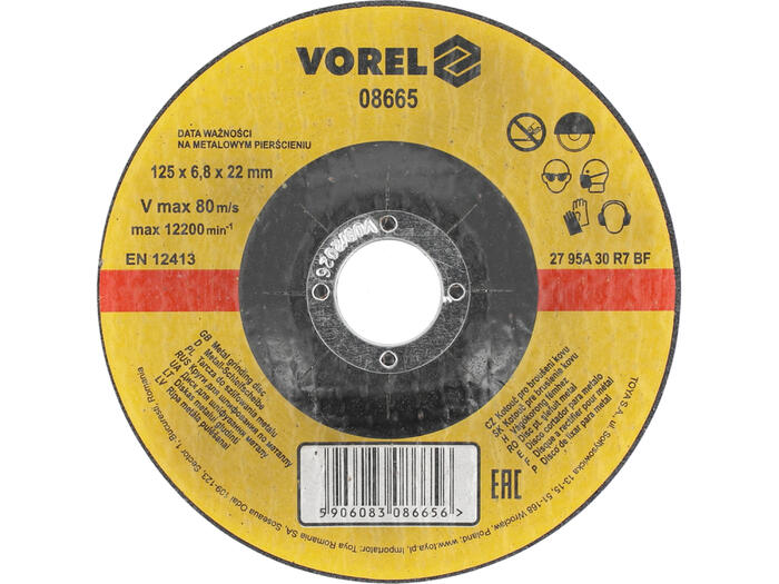 Metāla slīpēšanas disks 125mm, VOREL, 08665