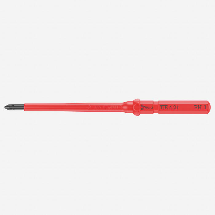 Wera 006510 KK VDE 62 i, PH1 x 157mm, изолированная, 1000В, шестигранный хвостовик, Wera Black Point (05006510001)