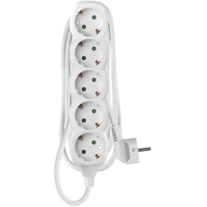 Emos Удлинитель P0521R, 1,5м, 5x2P+PE, белый, PVC, 3680W, защита от детей (P0521R)