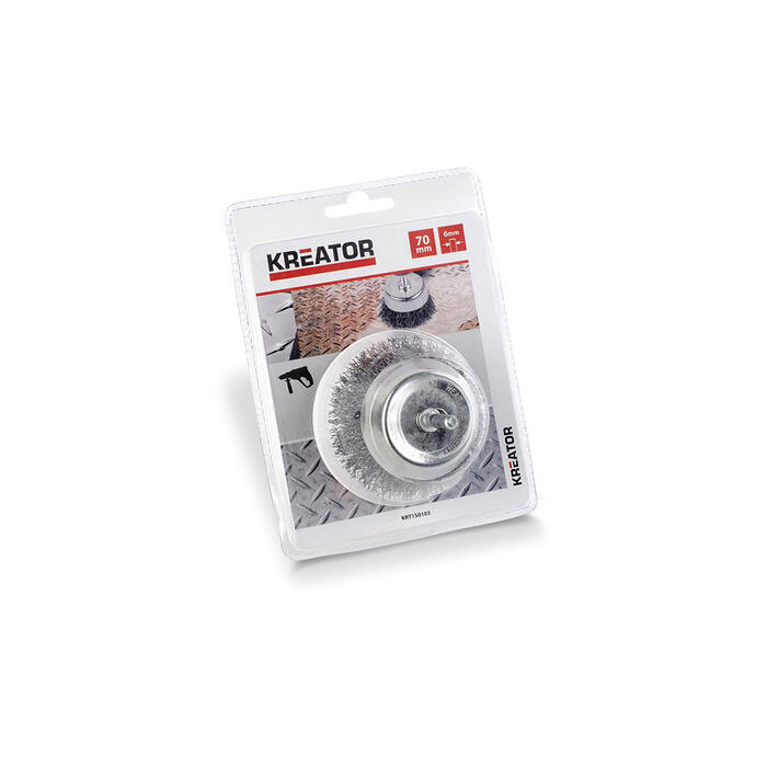 Koniskā birste uz ass 70mm, tērauda sari KRT150103 KREATOR (KRT150103)