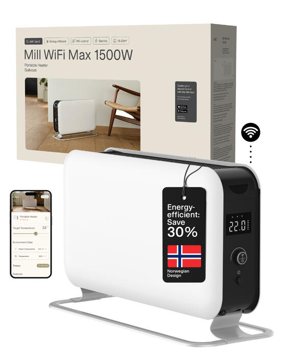 Konvekcijas sildītājs ar 1500 W jaudu