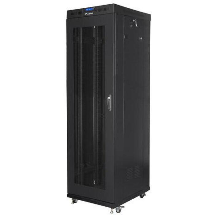 Lanberg серверный шкаф FF01-6624-23BL, 42U, 600x800x2097мм, 800кг, IP20, 4 вентилятора 230В, ЖК-дисплей, черный (FF01-6624-23BL)
