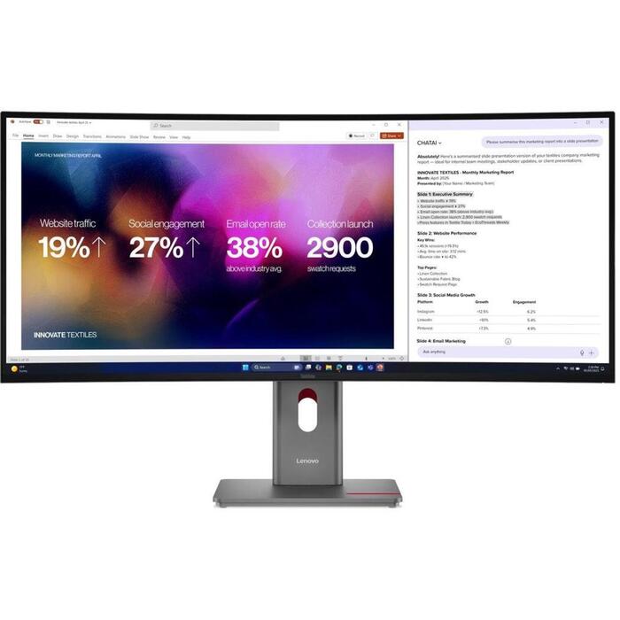 Lenovo ThinkVision P40WD-40 монитор, 39.7", 5120 x 2160, IPS, 120 Гц, 4 мс GtG, 400 кд/м², HDMI 1, Eclipse Black (64B4XAT1EU)