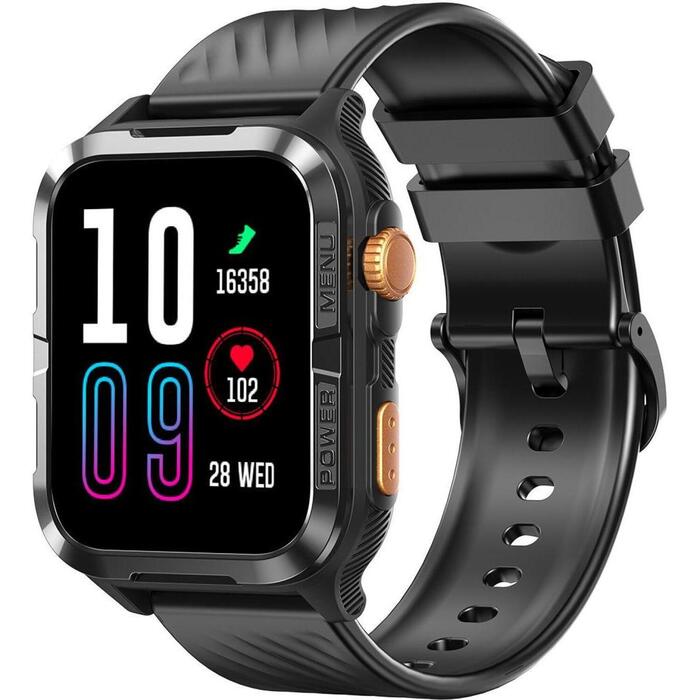 Blackview смарт-часы W10 Pro Black, 1.83in TFT, 280x320px, 600mAh, Bluetooth 5.3, GPS, водонепроницаемые 10м, силиконовый ремешок (W10 PRO BLACK)