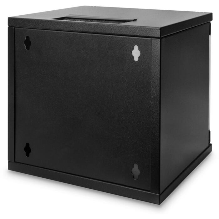 Digitus Sienas montāžas skapītis DN-10-06U-B, IP20, stikla durvis, 200° durvju atvēršana, 30 kg, 6U (DN-10-06U-B)