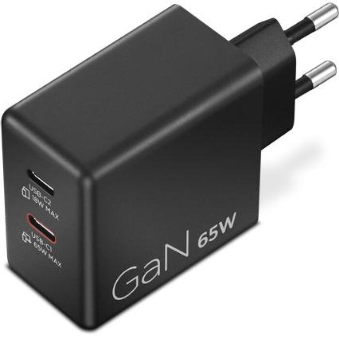 Lenovo адаптер питания Dual USB-C 65W GaN G0A6065BEU, 65 Вт, USB-C, технология GaN, 2 USB порта (G0A6065BEU)