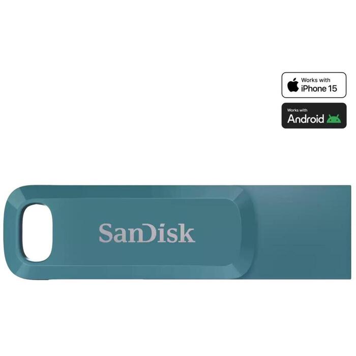 Sandisk USB флеш-накопитель SDDDC3-512G-G46NBB, 512GB, USB 3.2 Gen 1, USB Type-C, USB Type-A, 400MB/s, поворотный, бирюзовый (SDDDC3-512G-G46NBB)
