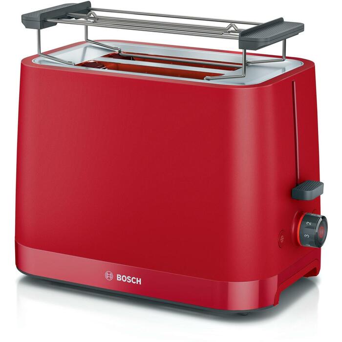 Bosch Galds maizes grauzdētājs TAT3M124, Jauda 950 W, Krāsa sarkana, 2 šķēles, Automātiskā izslēgšanās, Krusa trauks (TAT3M124)