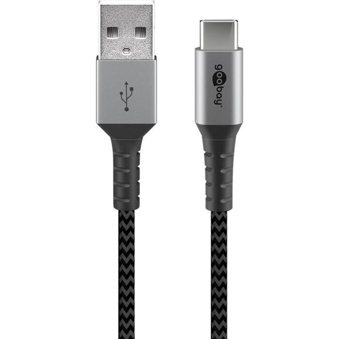 Goobay USB-C uz USB-A tekstila kabelis
