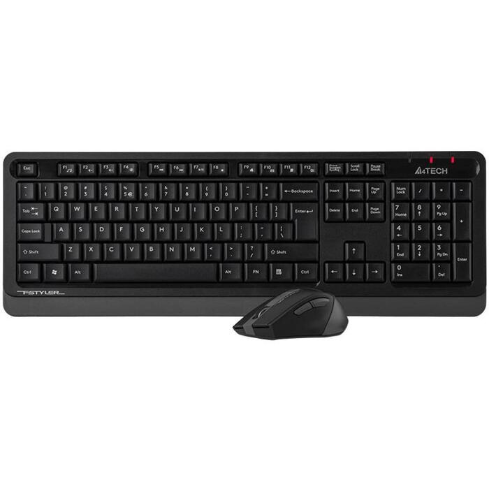 A4Tech FStyler tastatūras un peles komplekts A4TKLA47478, 15m, 1xAA, 6 szt., 2000 dpi, USB, bezvadu, membrāna, pelēks (A4TKLA47478)