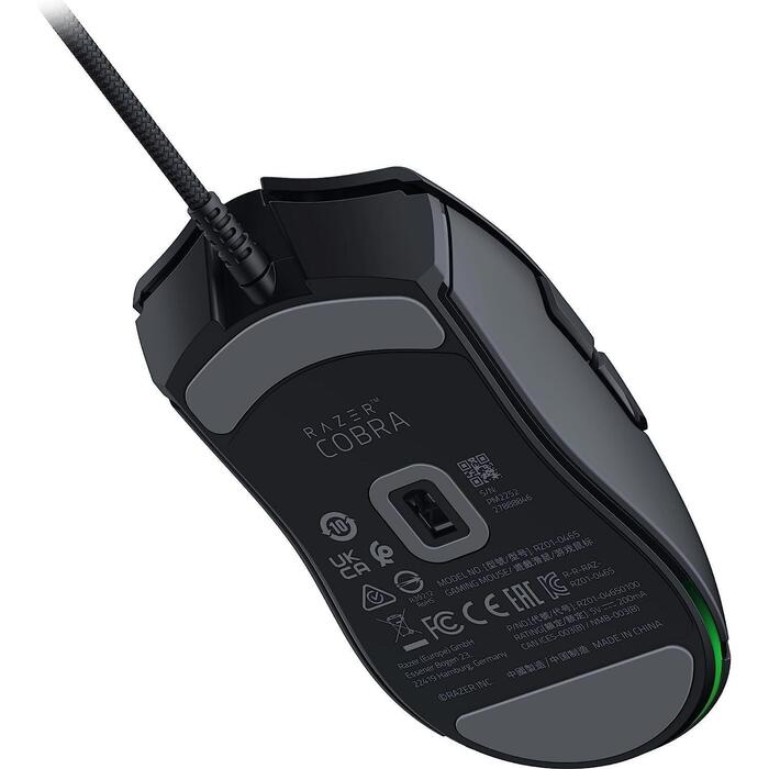 Razer spēļu pele Cobra RZ01-04650100-R3M1, 8500 dpi, USB Type-A, 6 pogas, optiskā, melna, RGB apgaismojums (RZ01-04650100-R3M1)