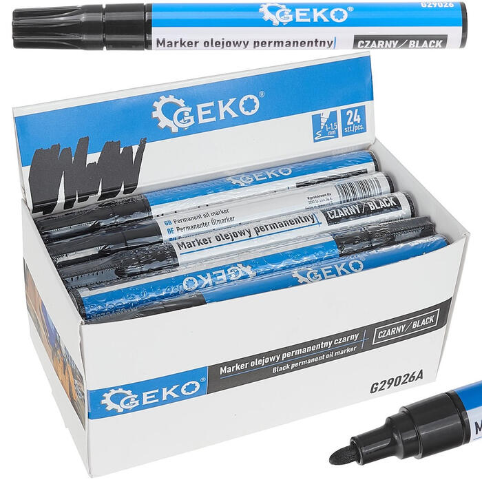 Geko melns eļļas marķieris G29026A, izturīgas