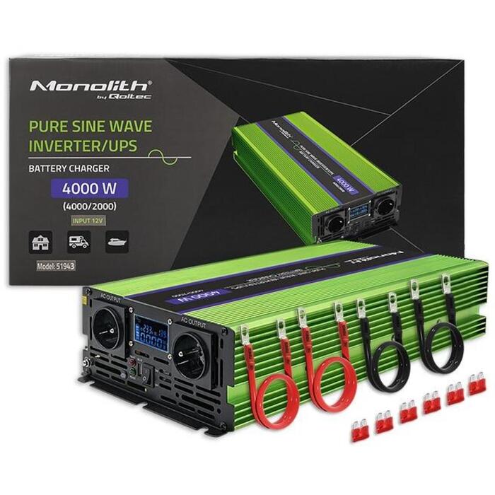 Qoltec sprieguma pārveidotājs Monolith 51943, 2000W
