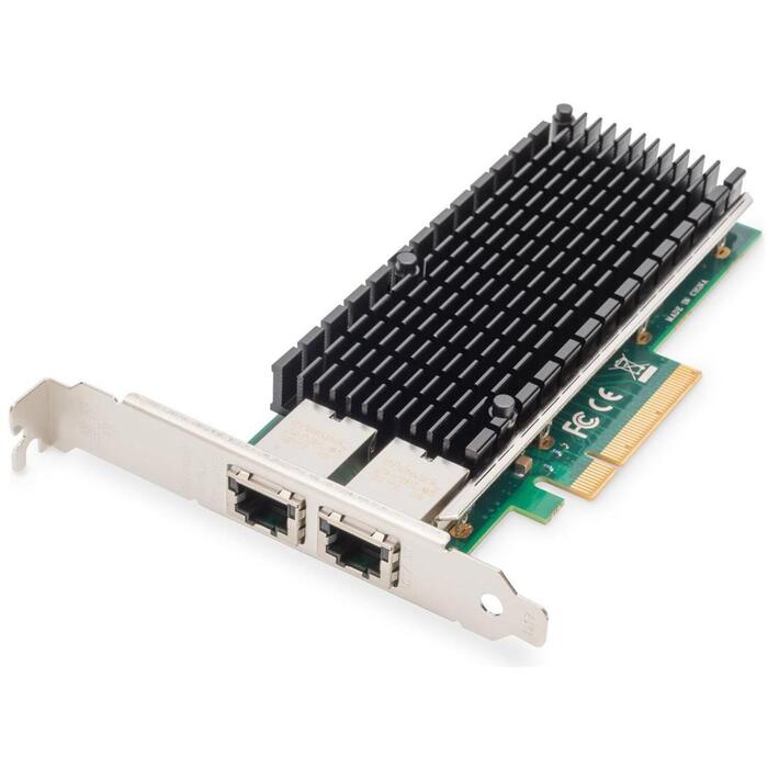 Digitus сетевая карта DN-10163, 2x10Gbps, PCIe x1, Intel X540-BT2, 10GBase-T, IEEE 802.3an, низкопрофильная (DN-10163)