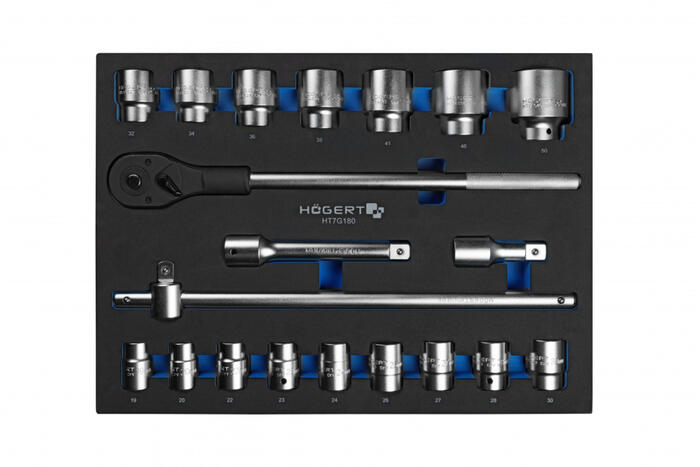 Hogert 3/4" sprūdrata rīku komplekts HT7G180