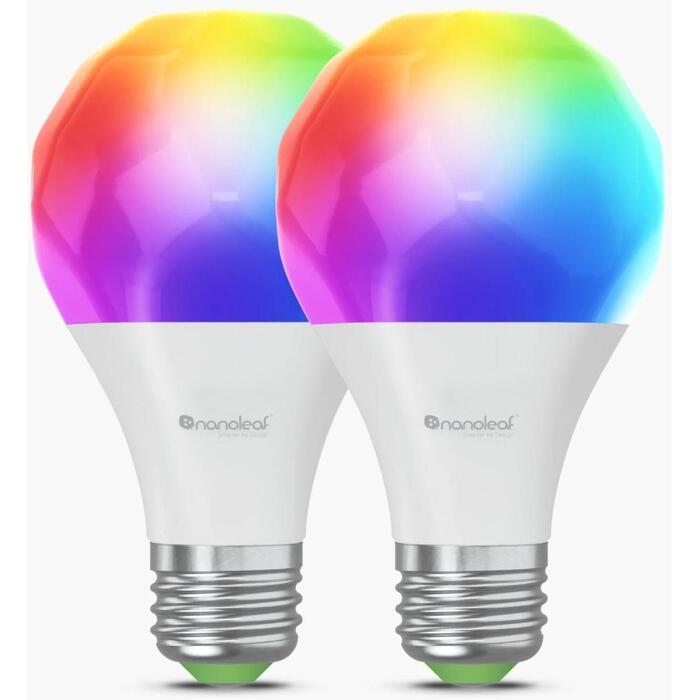 Nanoleaf Essentials Умная A60 Лампа Matter N7501B02-2A60E, 900lm, 2700-6500K, 2шт, E27, 9W, RGBCW, поддержка умного освещения (N7501B02-2A60E)