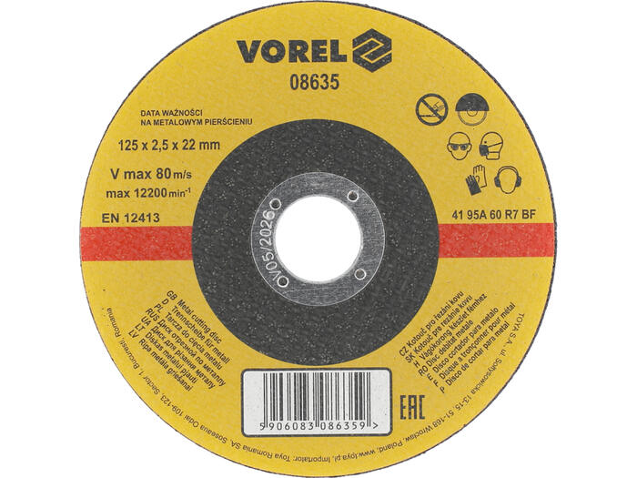 Metāla griešanas disks 125mm, VOREL, 08635