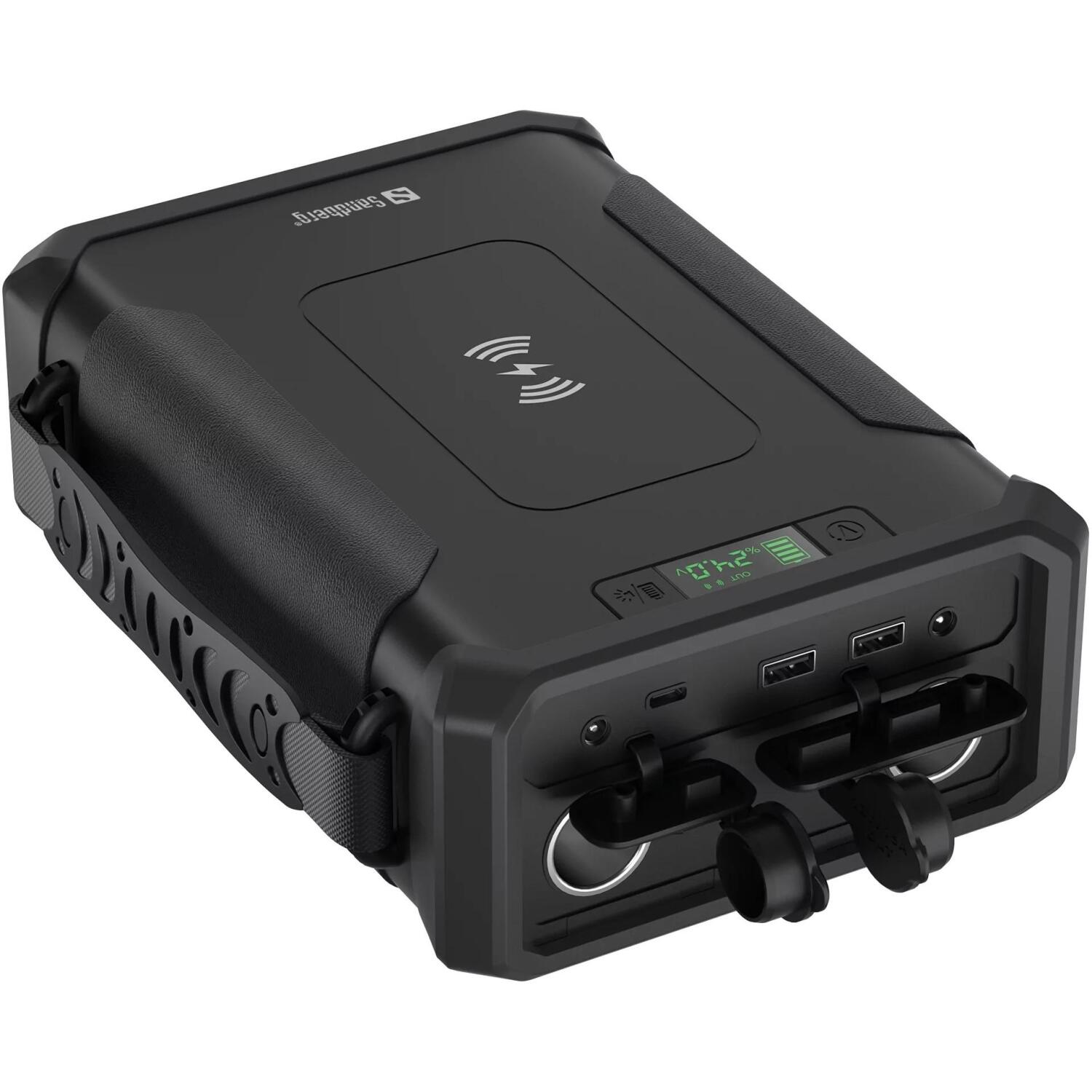 Sandberg 420-78 Survivor Powerbank 8in1, 96000 мАч, 180 Вт, черный, IPX4, беспроводная зарядка, USB-C, 2xUSB-A, DC, фонарик (420-78)