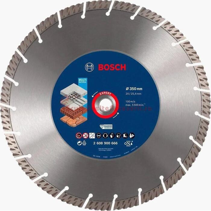 Bosch Multi dimanta disks 2608900666, 350x25.4x20 mm, 100 m/s, 5300 rpm, segments, sauss griešanai, universāls (2608900666)