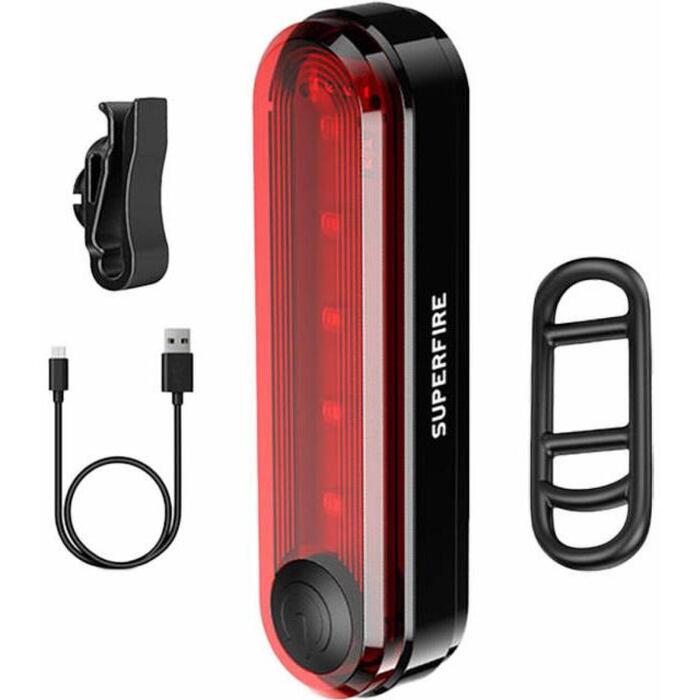 Superfire BTL01 aizmugures velosipēda lampa, USB