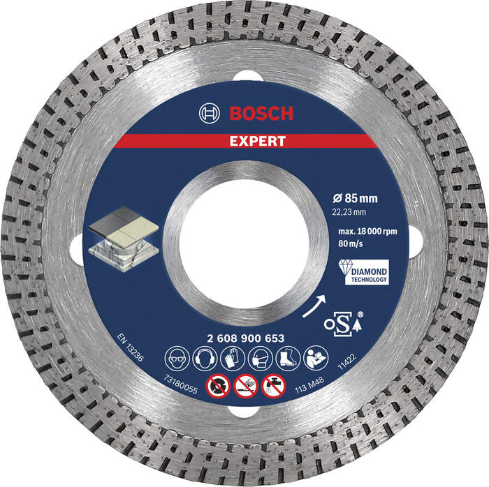 Dimanta grieš. Disks HardCeramic 85x22.23x1.4, Mazām leņķa slīpmašīnām EXPERT HARD CERAMIC DIMANTA GRIEZĒJDISKS, 2608900653, BOSCH (2608900653)
