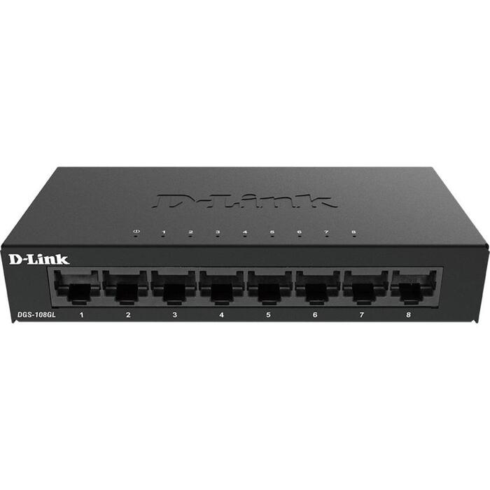 D-Link коммутатор DGS-108GL/E, 8x 10/100/1000 Mbps, 16 Гбит/с, 4K MAC, неуправляемый, настольный, QoS, IGMP, EEE (DGS-108GL/E)