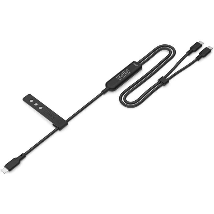 Digitus USB-C кабель для зарядки AK-300170-018-S, 1.8м, 140Вт, 5А, черный, плетеный, USB PD 3.1 (AK-300170-018-S)