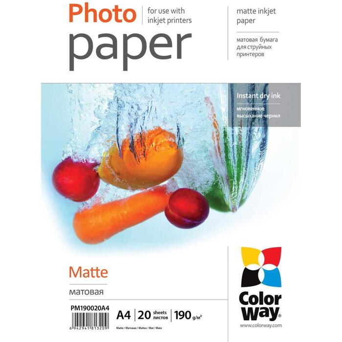 Colorway Matēts fotopapīrs PM190020A4, A4, 190