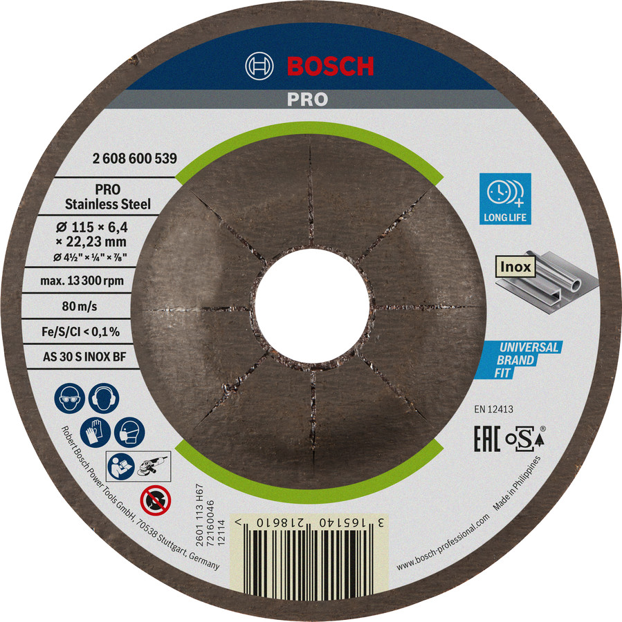 Slīpēšanas ripa INOX 115x22x6 mm, Mazām