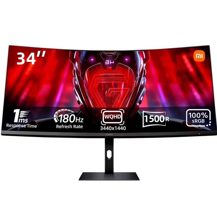 Игровой изогнутый монитор 34″ WQHD 3440×1440 180 Hz 1 ms FreeSync Premium G34WQi Чёрный ELA5454EU Xiaomi (ELA5454EU)