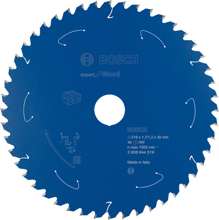 Expert for Wood 216x30x1.7/1.2x48T, Paneļzāģiem EXPERT FOR WOOD BEZVADU ZĀĢIEM PAREDZĒTS RIPZĀĢA ASMENS, 2608644519, BOSCH (2608644519)