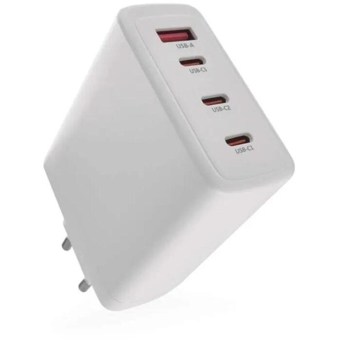 Emos Универсальное USB настенное зарядное устройство GaN V06G120, 120 Вт, 4xUSB, 100–240 В~ 50/60 Гц, быстрая зарядка, защита (V06G120)
