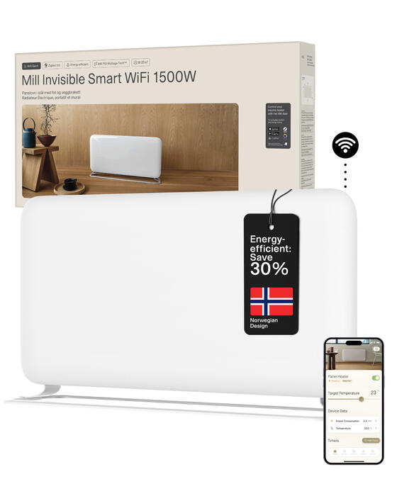 Paneļu sildītājs ar 1500 W jaudu