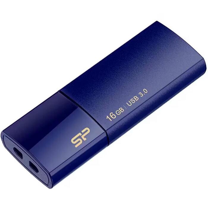 Silicon Power USB флеш-накопитель Blaze B05 SP016GBUF3B05V1D, 16 ГБ, USB 3.1 Gen 1, синий, матовый, LED индикатор, выдвижной (SP016GBUF3B05V1D)