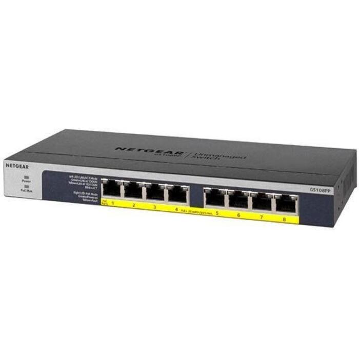Netgear GS108PP-100EUS komutators, 8 porti, 10/100/1000