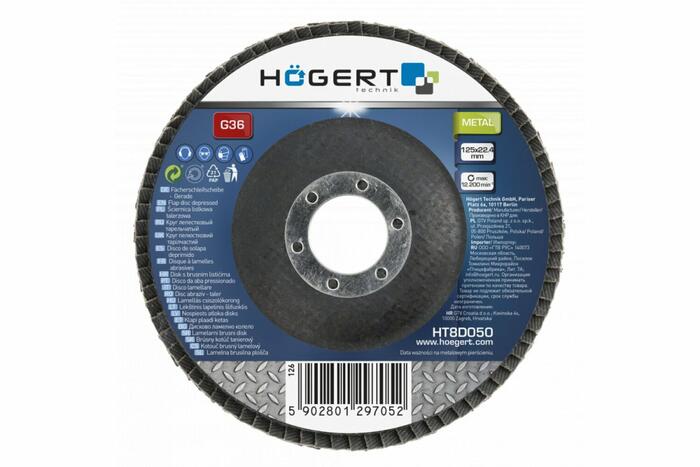 Hogert lapiņu slīpdisks HT8D055, 125mm, 22