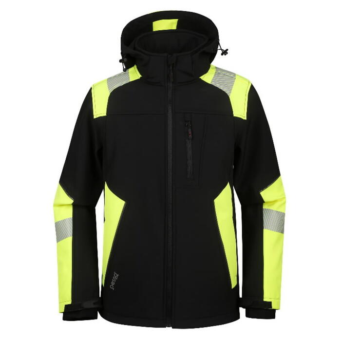 Куртка softshell высокой видимости, 2XL, PESSO, черная/желтая, 96% полиэстер, 4% спандекс (ASTRA_2XL)